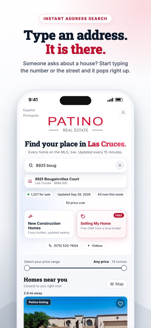 Patino Real Estate app: Search by address, city or ZIP