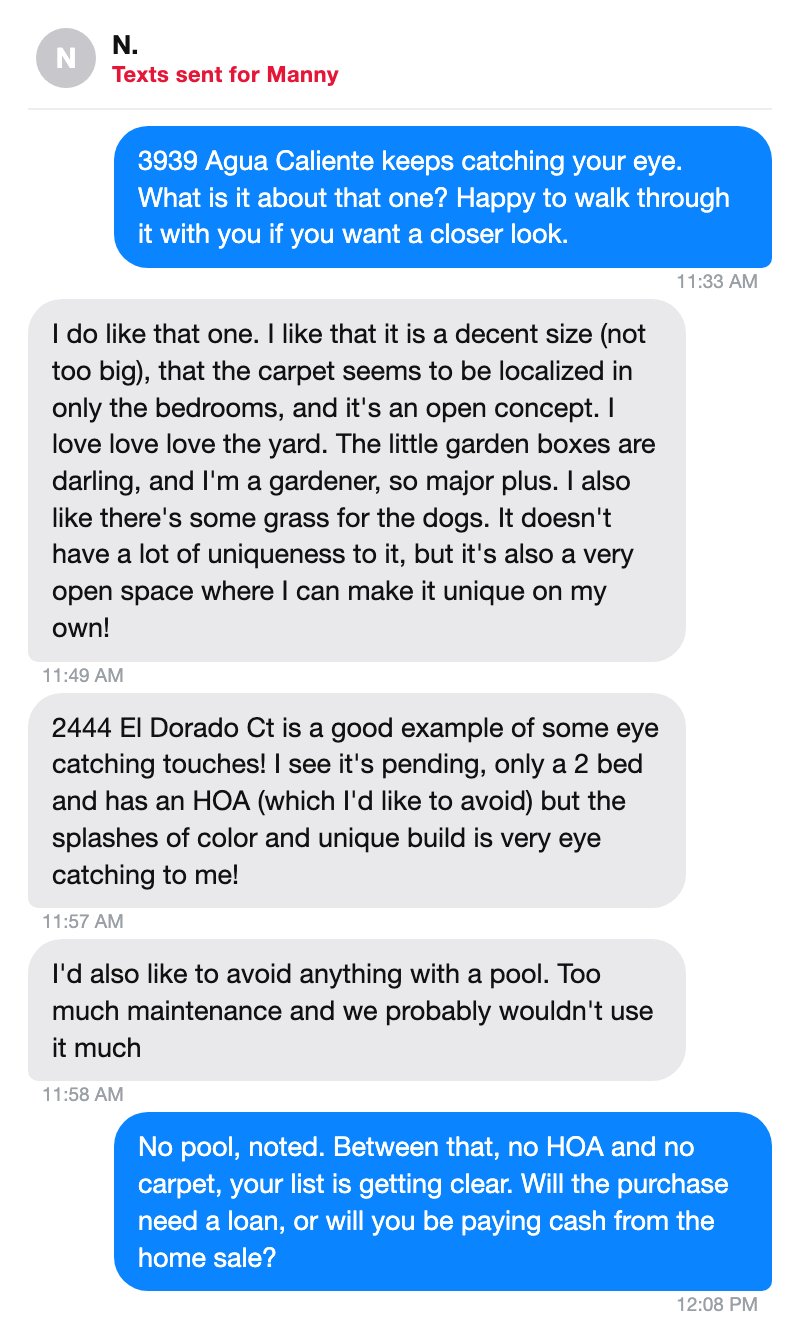The system notices the home she keeps looking at
